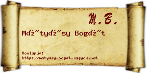Mátyásy Bogát névjegykártya